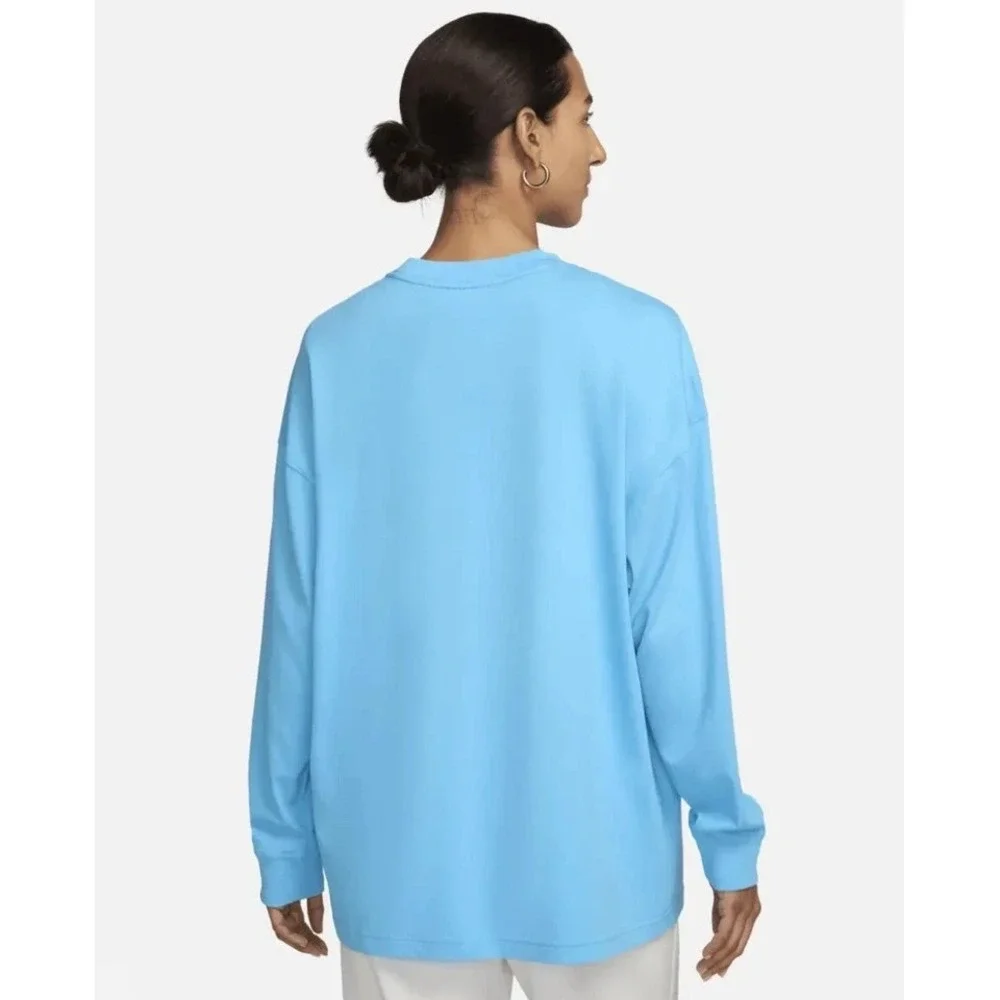 Sz‎ Large WMNS NIKE USA Essentials Long Sleeve Top Baltic Blue FN0974 416 - New